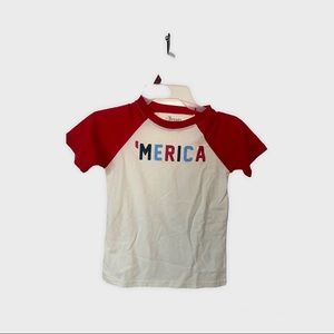 Boy’s ‘Merica T-shirt offwhite and red New Size 6